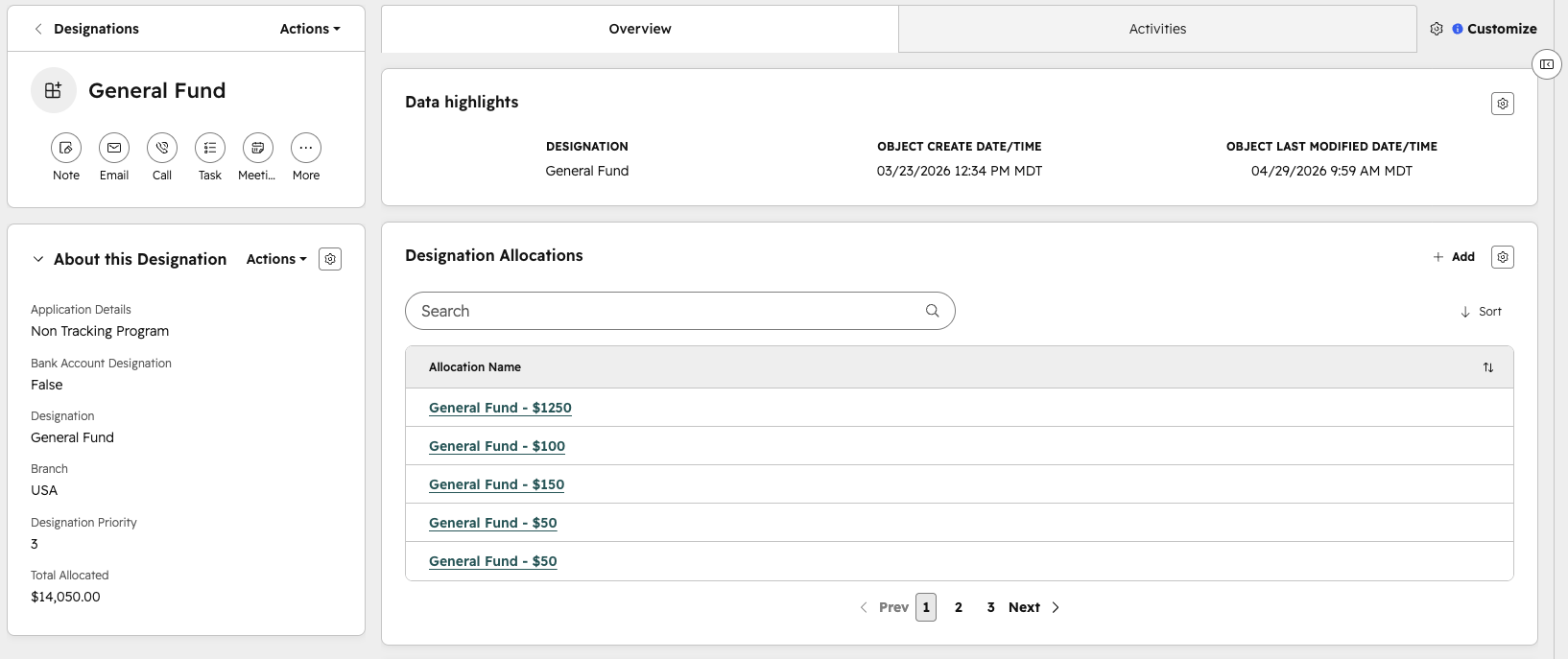 Nonprofut designations and fund managment in HubSpot