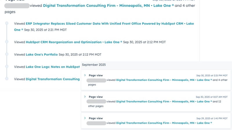 screenshots of page view data