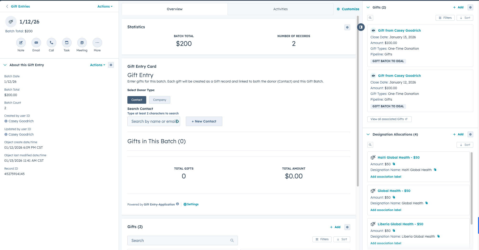 gift entry ux - hubspot for nonprofits