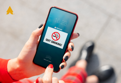 Image of a phone screen with a no smoking pop up- Behavioral Nudging in Healthcare Marketing blog featured image